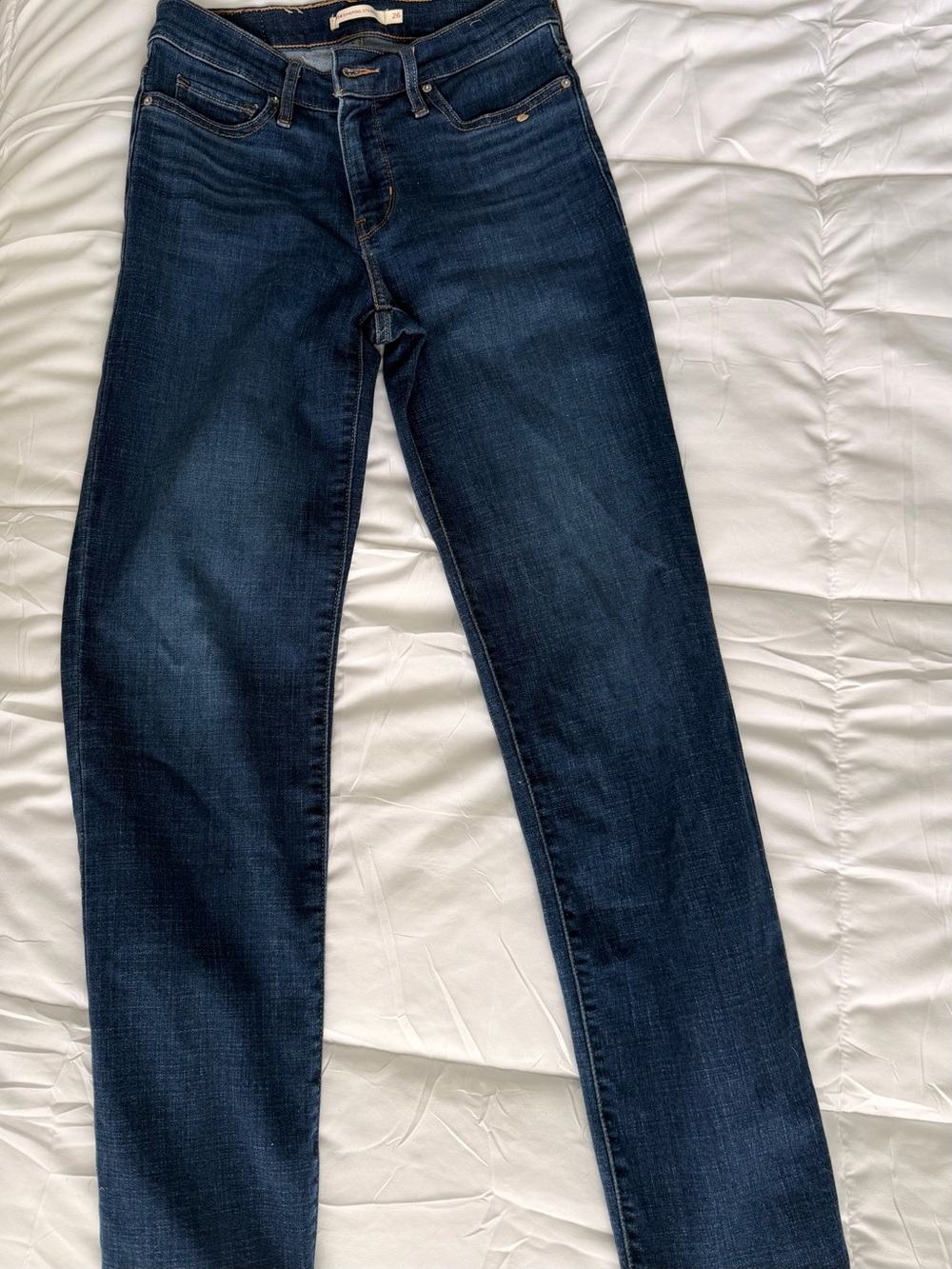 Levi's Women's Straight Leg Jeans in Dark Blue Denim